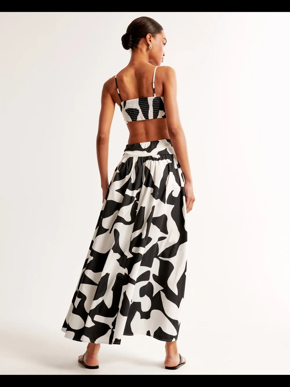 Abercrombie & Fitch Black and White Drop-Waist Cut Out Maxi Dress - NWOT Size L